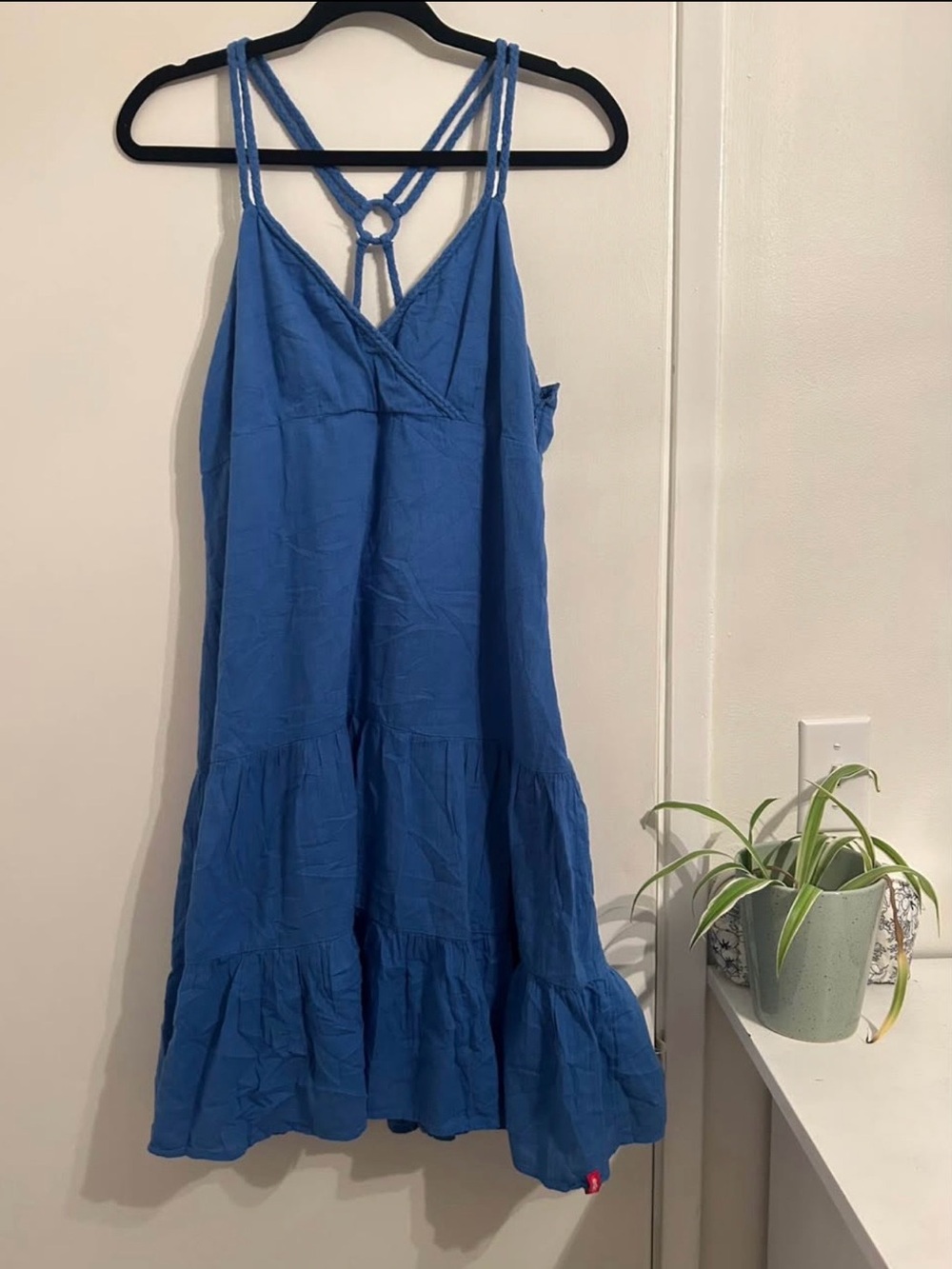 Vintage/ Y2K inspired Blue Spaghetti-Strap Tiered Sundress